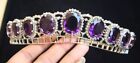 12 20ct Rose Cut Diamond Antique 925 Silver Amethyst Wedding Tiara Crown