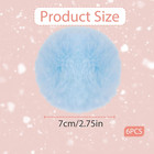 6 Pcs Blue Faux Fur Pom Pom Balls - Round Fluffy Pompoms For Crafts With Tiny Co