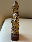 Burmese Nat Spirit Figure 7  Tall Carved Wood Gold Leaf  1940