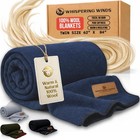 Soft   Warm 100  Wool Blanket - Thick Twin Size 62 x84  For Bed  Couch  Camping