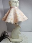 Vtg Baby Nursery Folk Art Wooden Bunny Lamp Shade Pink Ooak Cottagecore