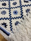Blue White Afghan Throw Blanket Handmade Granny