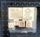 Stampin Up Rubber Stamp Lot Of 6 Fall For All Kids Leaves Pumpkin Squirrel Vtg