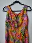 Vtg 60s Psychedelic Mod Fluorescent Palazzo Pants Hostess Jumpsuit Vintage 14
