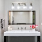 24  Nickel Vanity Light 4 Lights Modern Sconce Bathroom Mirror Wall Lamp Fixture