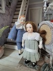 Two Dollhouse Vintage Dolls Kids 4  4 1 2 Miniature Boy Girl Victoria Porcelain 