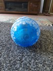Rainbow Glass Hand Blown Small Blue   White Vase  pitcher Style 