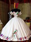 Mexican Quinceanera Prom Dresses Embroidery Flowers Sweet 16 Party Evening Dress