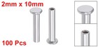 100pcs 2mm X 10mm Aluminum Flat Head Semi-tubular Rivets Silver Tone
