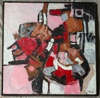 Vintage 60s Mcm Abstract Shapes Oil Painting Mid Century Modern Art Signed Msa