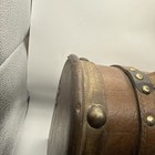 Vintage Dome Top Leather And Wood Treasure Chest Trunk  Storage Decor Box