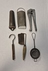 Lot Of 6 Antique Kitchen Items Nutmeg Grinder Vegetable Cheese Slicer Hook Tea