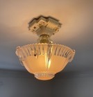 Antique Vintage Art Deco Ceiling Chandelier Light Fixture Porcelain Porcelier