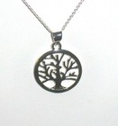  925 Sterling Silver Round Tree Of Life Pendant Necklace