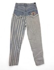 Vintage 90s I Love Zanadi Striped Raw Hem Patchwork Denim Jeans Size Xs s Rare