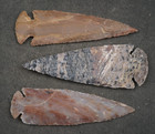 3 Thin Bent 4 3 -4  Flint Arrowhead Spear Project Point Knife Blade Bb797