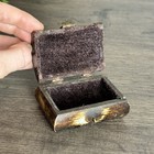 Vintage Bone   Brass Miniature Trinket Box Chest Velvet Lined Hinged Lid