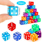 36 Pieces Casino Dice Set 19mm Large Dice Game Acrylic 6 Sided Colored Dice Bulk