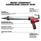 Milwaukee 2442-21 M12 Aluminum Barrel Sausage Style Caulk Adhesive Gun Kit New