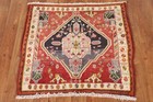 Vintage Tribal Red Wool Abadeh Small Rug 2 x2  Wool Handmade Square Rug Carpet