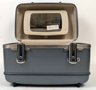Vintage American Tourister Train Case Metallic Blue W  Adjustable Mirror   Key
