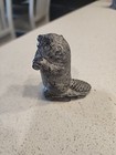 A Wolf Original Inuit Hand Carved Beaver Log 3  Figurine Soapstone Canada