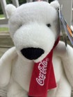 Coca-cola Polar Bear White Plush W  Red Scarf Stuffed Teddy Animal 9 1 2     Nwt
