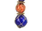 Reproduction Triple Dark Blue Orange Japanese Fishing Float Glass Balls W jute