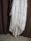 Vtg 1970 s Wedding Dress Sz 6 Union Made Off White Juliet Slvs Full Lace Skirt