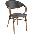 2 Pack Bistro Style Black Dining Arm Chair With Bamboo Aluminum Frame