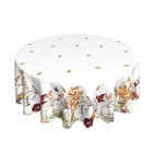 Fall Round Tablecloths 70 Inches White Orange 70   round  White Pumpkin Leaves