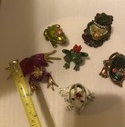 Lot Of 5 Jeweled Frog Prince Hinged Trinket Boxes -1 Hand Blown Glass Figurine