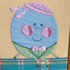 Vintage Framed Embroidered Appliqu   Humpty Dumpty Wall Art Fabric Nursery 14x12