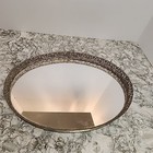 Vintage Gold Tone Filigree Oval Vanity Mirror Tray 13  X 9  Perfume Dresser