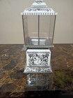 Vintage White Metal Goodies Nut  Candy Or Gumball Machine Dispenser Embossed 
