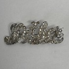 Vintage Mother Pin Brooch Silver Tone Rhinestone Script