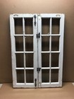 Antique Pair 8 Lite Shabby White Glass Casement Windows Vtg 16x46 Old 877-26b