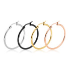 Women Silver Gold Plated Stainless Steel Round Circle Hoop Earrings 10mm-70mm