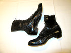 Antique Mens Glossy Black Leather Boots Shoes 1880s 1890 Peters Gem Size 9b  A48