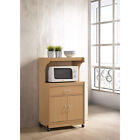 Hodedah Hik72 Microwave Kitchen Cart With Wheels Storage Shelf Cabinet  Gray