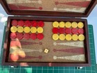 Vintage Bakelite Backgammon Game Set Swirl Red   Butterscotch - Lr
