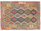 Modern Handmade Afghan Chobi Kilim Wool Area Rug By Afghan Artisan 180x130cm