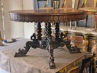 Arrives Feb 2025  Antique French Victorian Gothic Dragon Center Table Oak