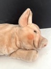 Vintage 2005 Steiff Pink Plush Stuffed Toys Farm Laying Down Large Happy Pig 24 
