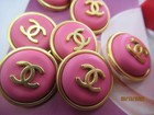Chanel 8 Buttons Pink   Gold  Tone Metal Cc   22mm So Pretty Lot 8