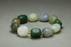 Classical 100  Natural Hetian Jade Multicolor Irregular Shapes Bracelet