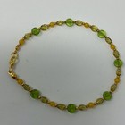 Handmade Anklet Olive Green And Yellow Czech Glass Beads Gold Tone 9 5  Long