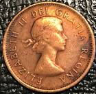 Rainbow Toning Fine 1955 Canada Small One 1 Cent Coin-mar603