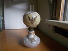 1890s Scarce Milkglass Double Eagle Miniature Oil Lamp W orig Matching Globe