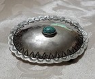 Old Pawn Sterling Navajo Concho Belt Buckle turquoise Center has 2 Belt Hooks